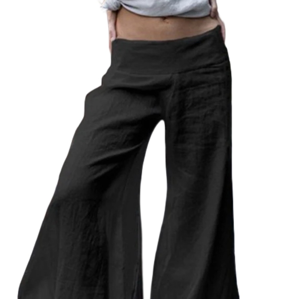 NWOT Miken Medium Black Cotton Gauze Wide Leg Palazzo Pants